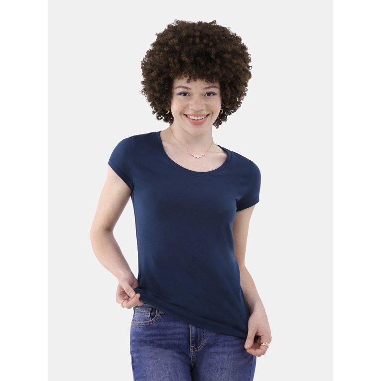 No Boundaries Crewneck Tee with Short Sleeves, Women’s and Women’s Plus | Walmart (US)