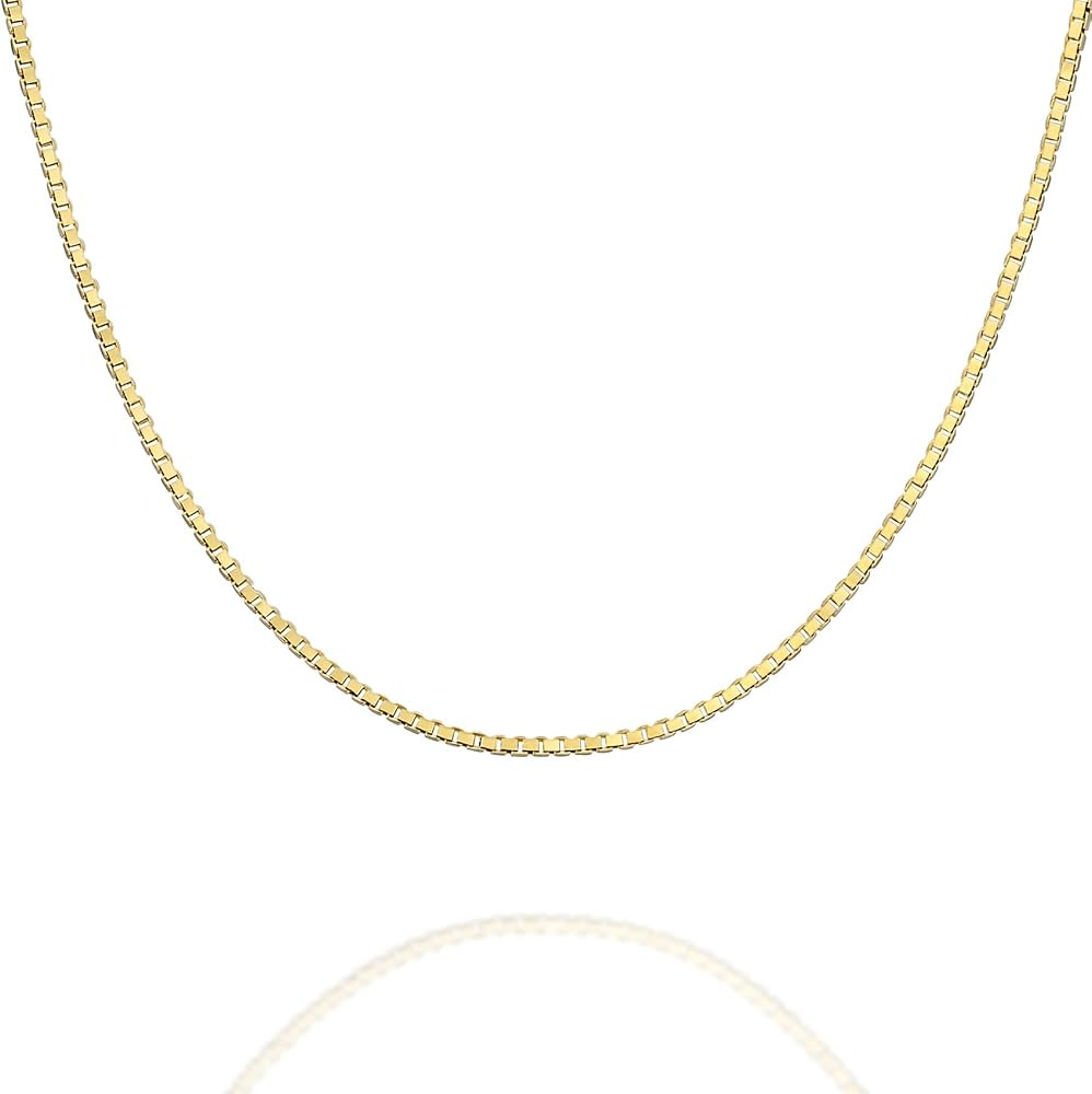 PAVOI Italian Solid 925 Sterling Silver, 22K Gold Plated Chain Necklaces | Snake, Square Box, Cab... | Amazon (US)