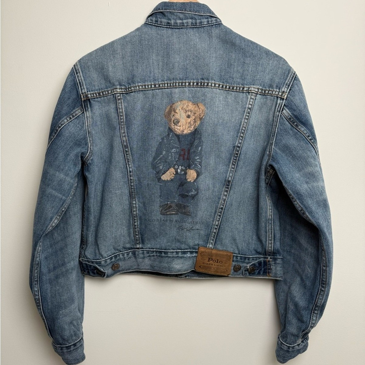 Polo Ralph Lauren Polo Bear Denim Jacket All-Over Bear Lining Cropped Fit Size S | eBay US
