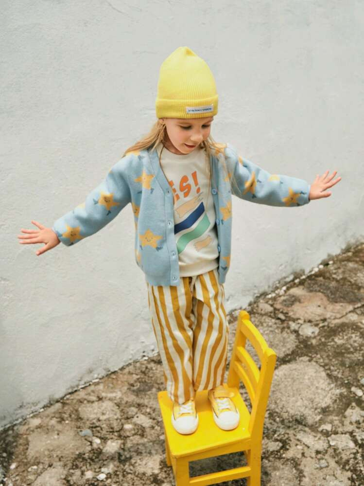 Playful Pals 1pc Suitable For Young Girls & Boys Cute/Retro/Casual/Back To School Contrast Stripe... | SHEIN