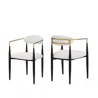 Tatayosi Black Armrest Dining Chair with White Cushion(2 Pack) P-DJ-128523 - The Home Depot | The Home Depot