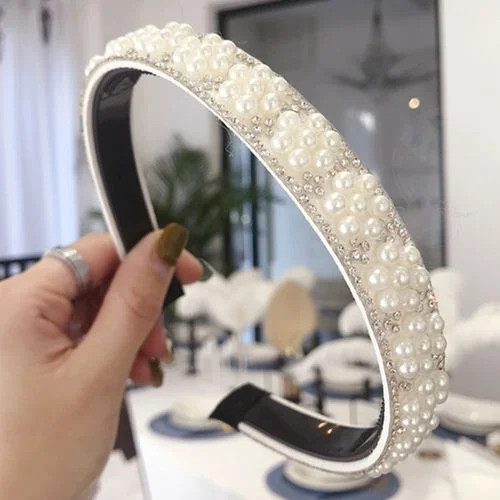 KABOER Pearl Headbands for Women Fashion Velvet White Studded Embellished Head Band Design Elegan... | Walmart (US)