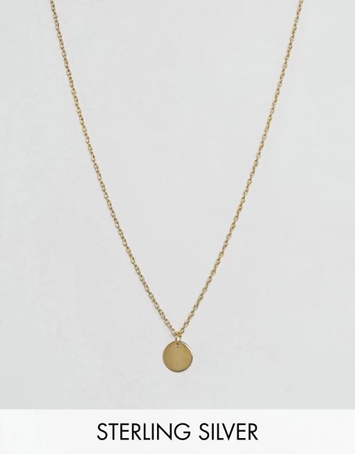 ASOS Gold Plated Sterling Silver Solid Circle Necklace | ASOS UK