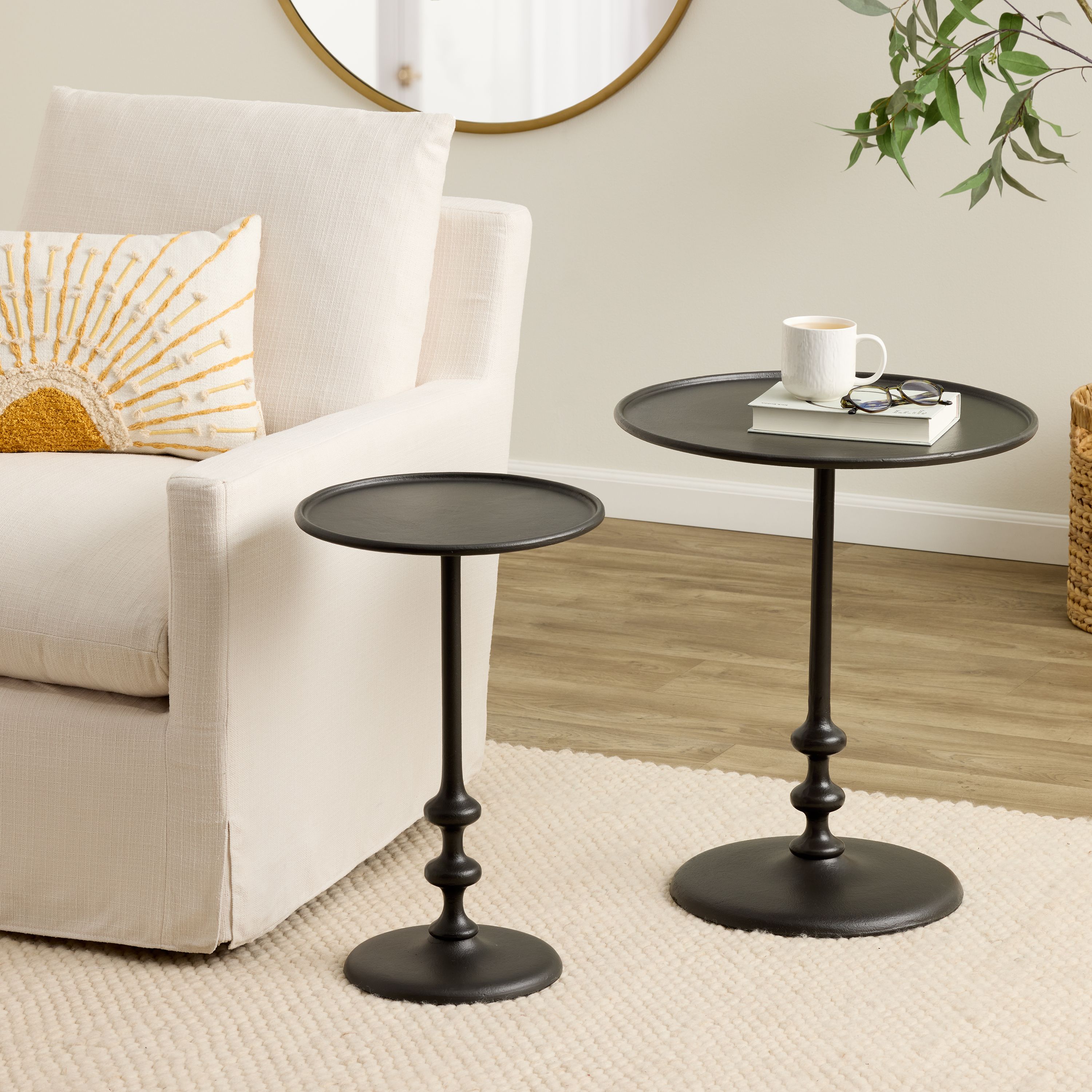 Kitt Round Blackened Bronze Bobbin Table Collection | World Market