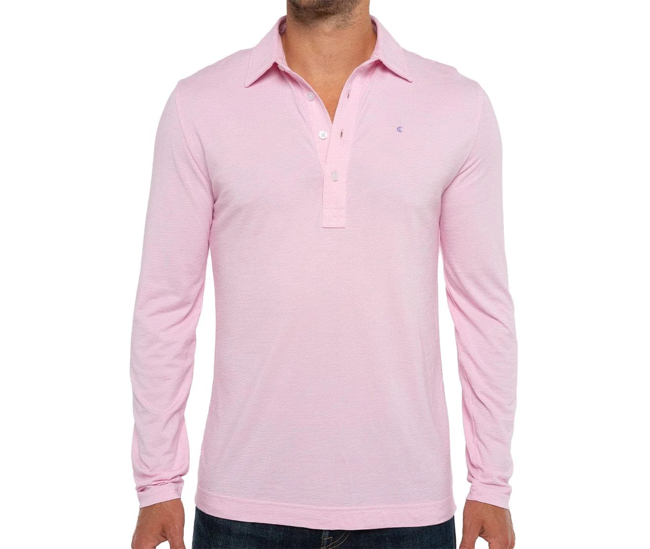 brrr° Long Sleeve Range Polo - Light Pink | Criquet Apparel