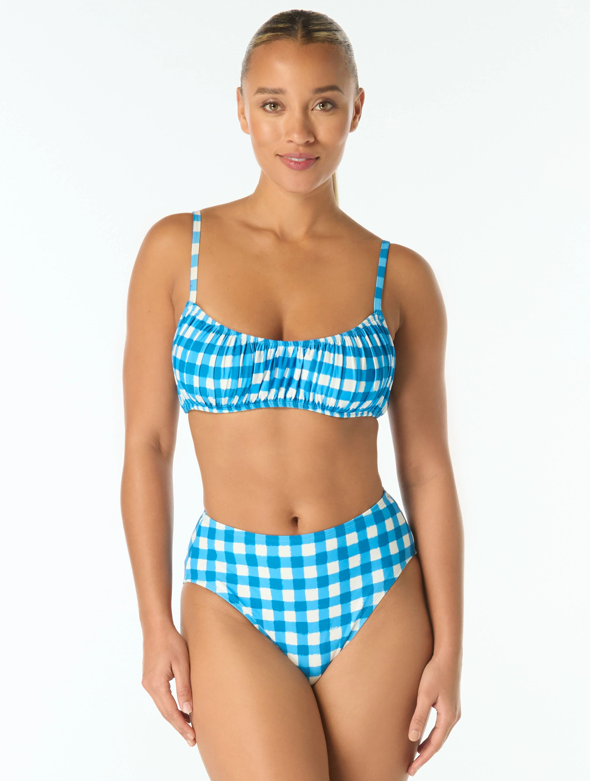 kate spade new york Shirred Bralette Bikini Top - Gingham | Beach2Ocean