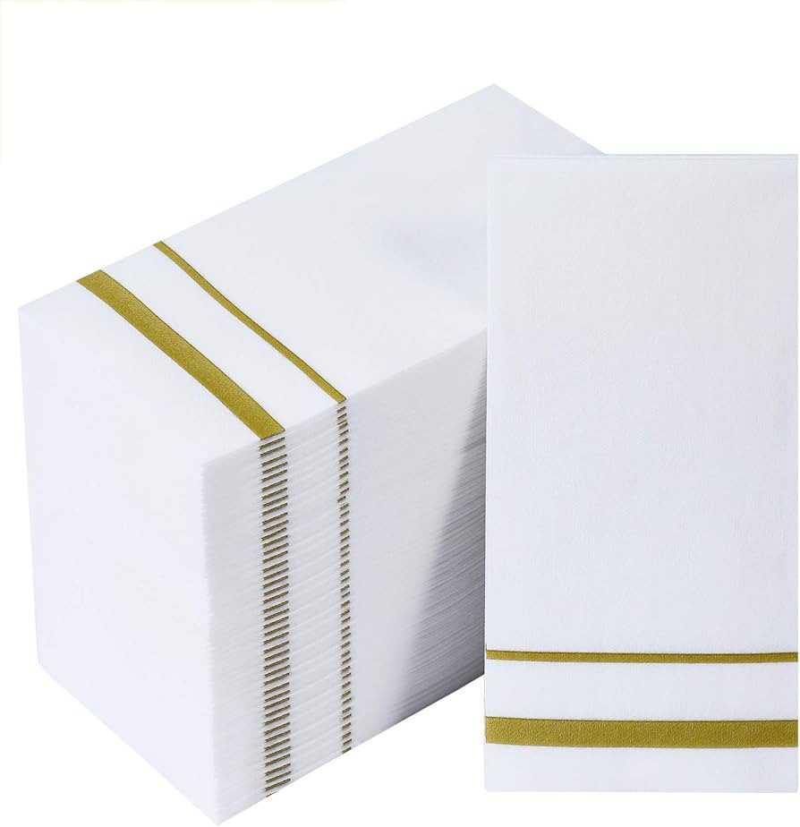 FOCUSLINE 200 Linen Feel Disposable Bathroom Napkins, Soft and Absorbent Paper Guest Towels, Clot... | Amazon (US)