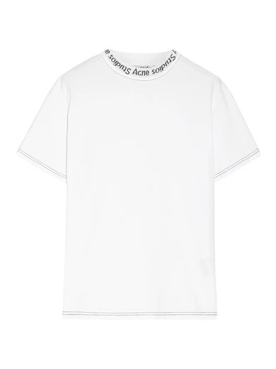Acne Studios - Meike Intarsia Cotton T-shirt - White | NET-A-PORTER (UK & EU)