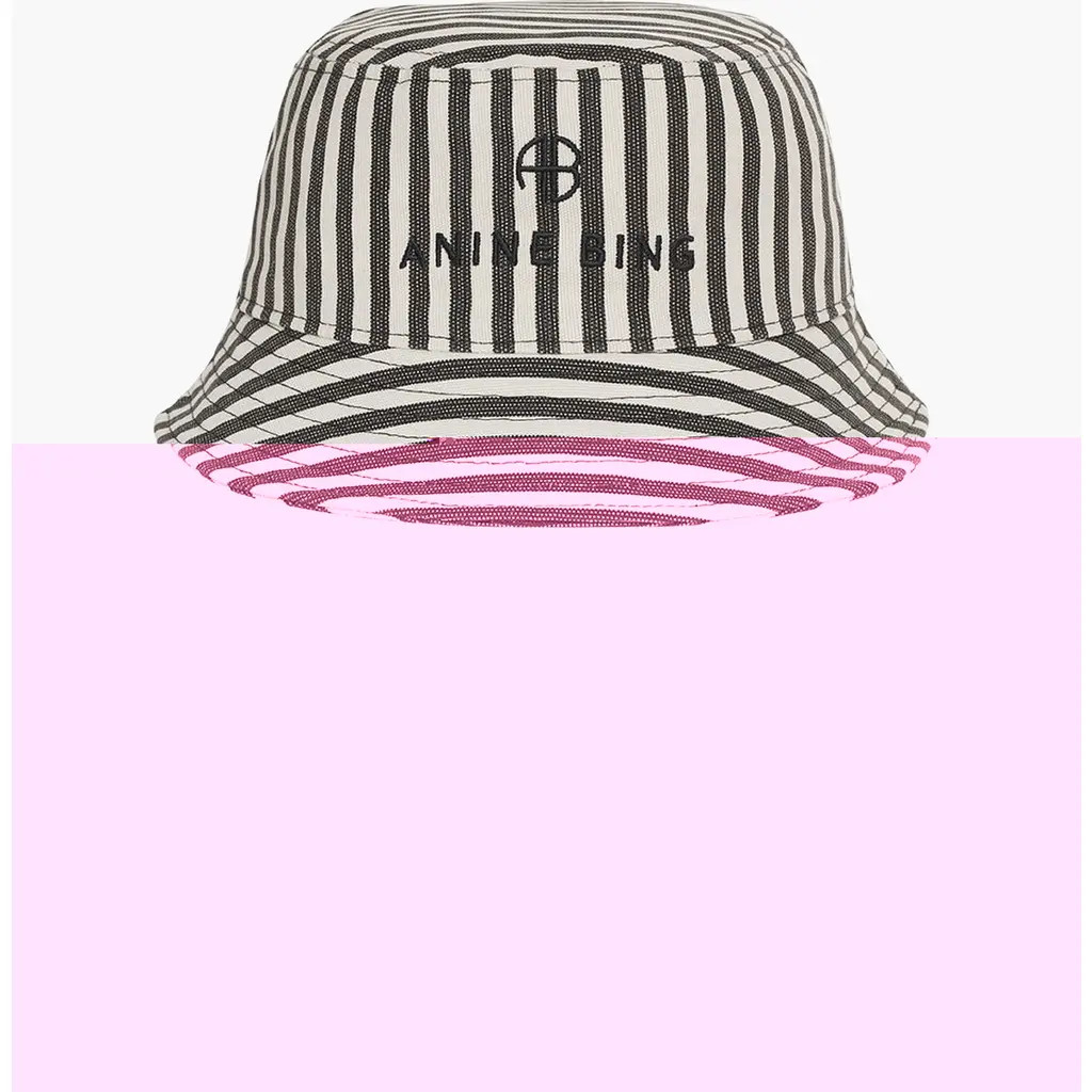 ANINE BING Nicks Bucket Hat in White And Black Stripe at Nordstrom | Nordstrom