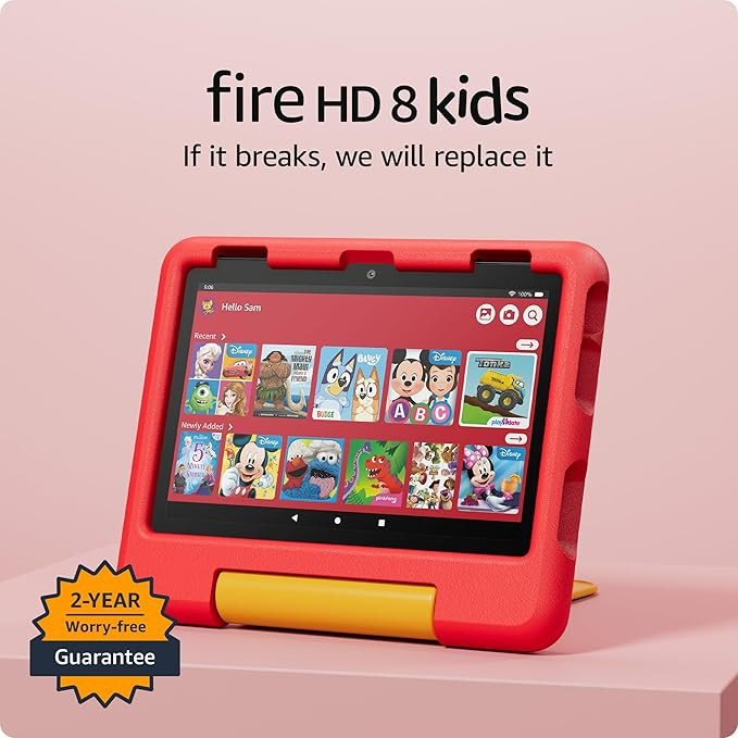 Amazon Fire HD 8 Kids tablet (newest model), ages 3-7. With bright 8" HD screen. Includes ad-free... | Amazon (US)