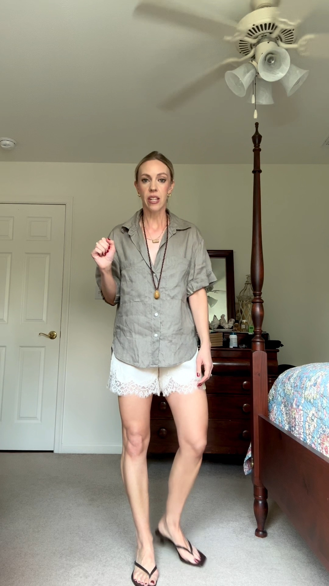 Linen shirt with lace shorts, late summer style, casual outfits over 40

#LTKootd #LTKdayinmylife #LTKgrwm