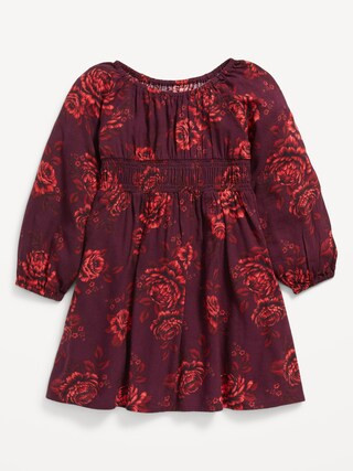 Long-Sleeve Twill Floral-Print Dress for Toddler Girls | Old Navy (US)