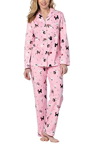 PajamaGram Cotton Womens Pajama Sets - Cat Pajamas for Women, Pink, X-Small 2-4 | Amazon (US)