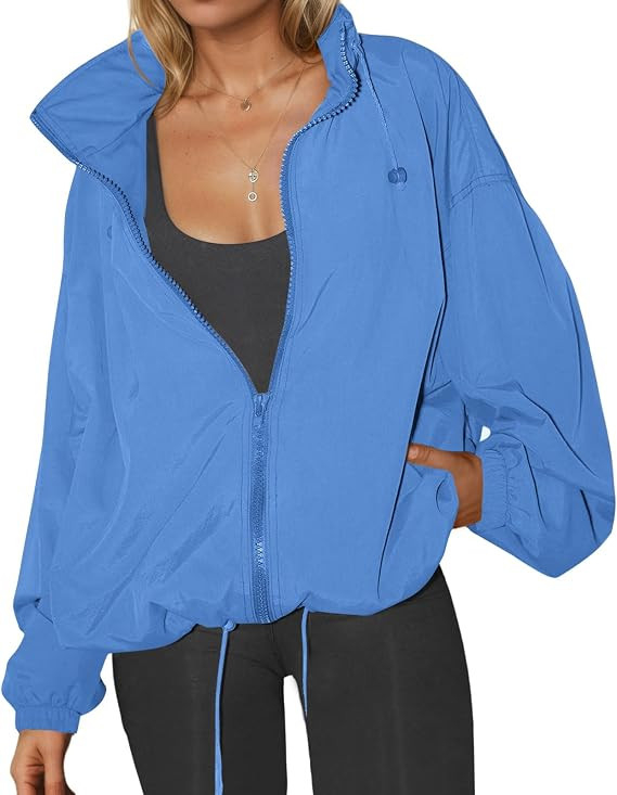 Womens Waterproof Rain Jackets Lightweight Zip Up Raincoat Outdoor Hiking Hooded Windbreaker with... | Amazon (US)