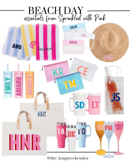 The best beach/pool accessories + the perfect gifts for a bachelorette or birthday party! 

Beach bag, beach towel, beach hat, water bottle, wine glass, bag, monogrammed bag 

#LTKswim #LTKGiftGuide #LTKstyletip
