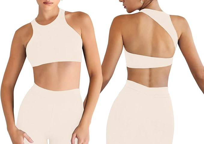 SAFRISIOR Women Cut Out Backless Padded Crop Tank Top Round Neck Sleeveless Slim Fit Crop Vest To... | Amazon (US)