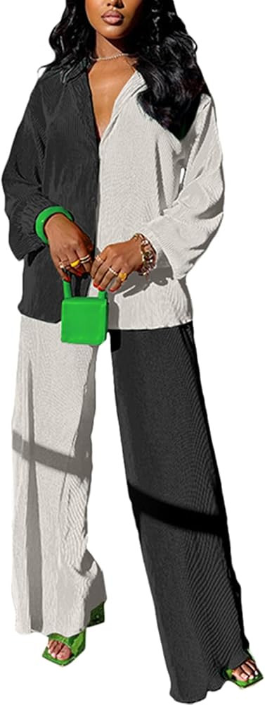 kaimimei 2 Piece Outfit for Women Linen Button Down Shirt Wide Leg Pants
        Casual, Streetwe... | Amazon (US)