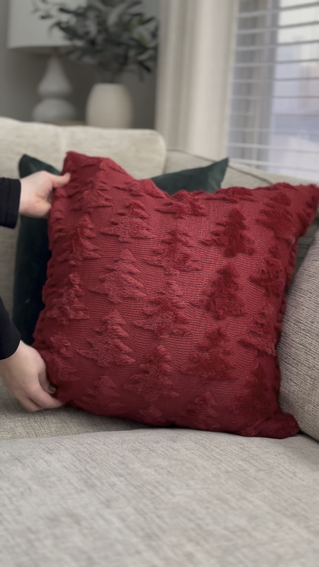 Burgundy Red Throw Christmas Tree Pillow Covers - this is size 20 x 20

#LTKSeasonal #LTKHoliday #LTKVideo