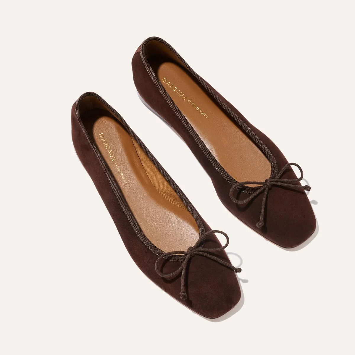 Dark Brown Suede Ballet Flats in Square Toe | The Fonteyn | Margaux