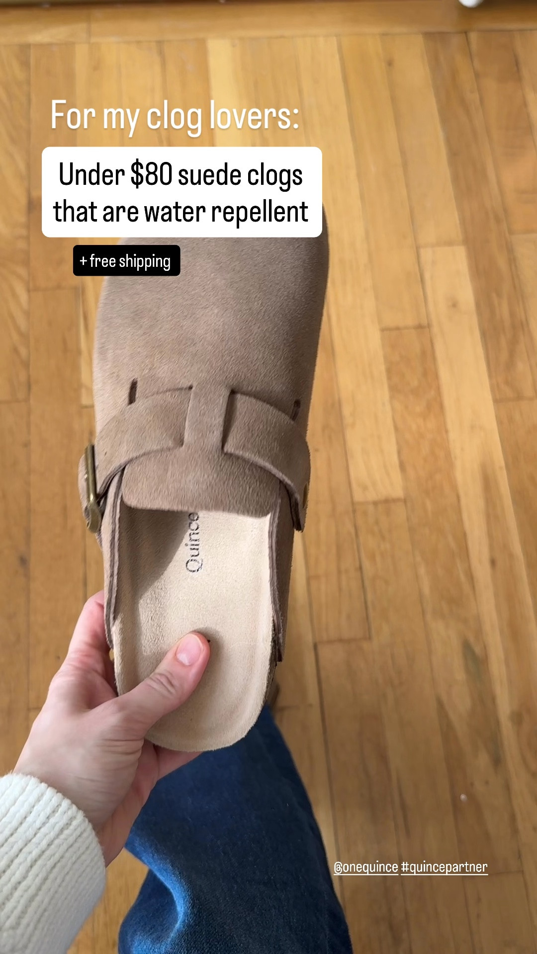 Budget friendly suede clogs that are water resistant! Soft foot bed so no break in time! Size down if between sizes. #quincepartner @onequince
