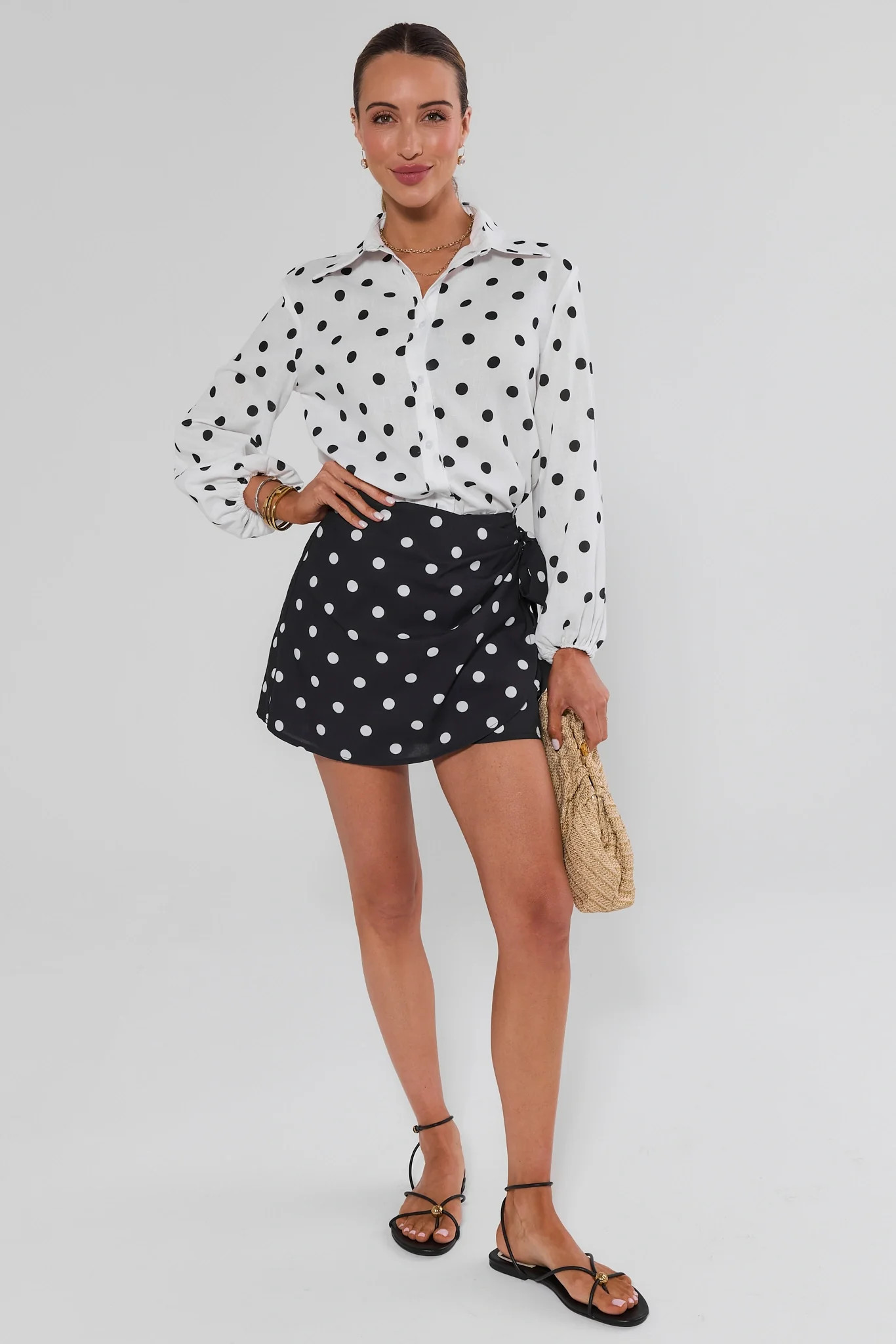 Cassidy White Polka Dot Top | Avara