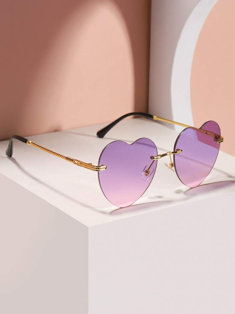 Heart Lens Rimless Fashion Glasses | SHEIN