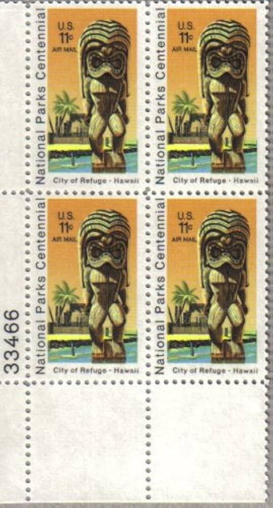 National Parks City Of Refuge Hawaii Airmail #C84 Plate Block of 4 x 11¢ US Postage Stamps | Amazon (US)