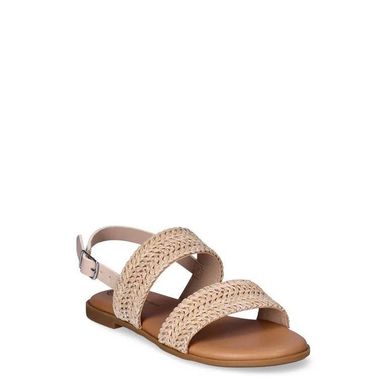 Wonder Nation Little & Big Girls Raffia Sandals | Walmart (US)