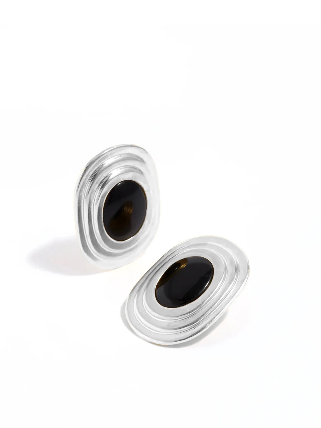 Silver Coco Earrings Silver Black | Fenwick UK