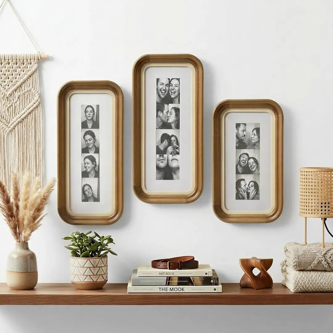 Rounded Wooden Photo Booth Frame, Warm Wood Photo Strip Frame, Vertical Frame for Wedding Photos,... | Etsy (US)