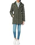 Cole Haan Women's Taffeta Down Coat with Bib Front and Dramatic Hood, forest, X-Small | Amazon (US)