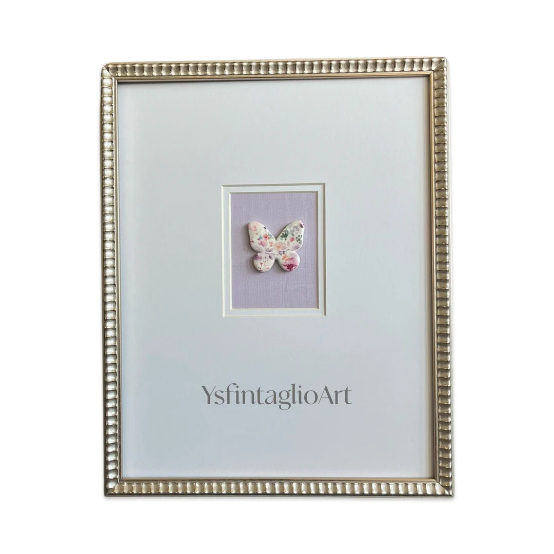 Framed Floral Butterfly Intaglio (nursery Bedroom Decor Holiday Christmas Gift) - Etsy | Etsy (US)