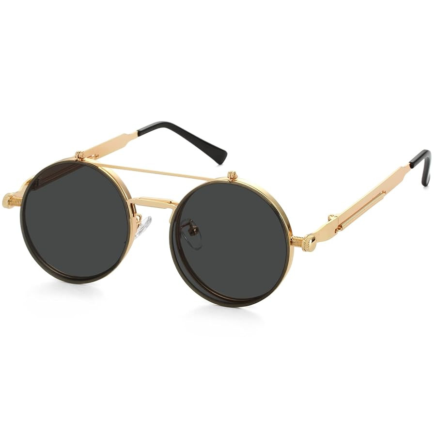 Kursan Vintage Round Flip Up Sunglasses for Women Men Hippie Style Circle Sun Glasses | Amazon (US)