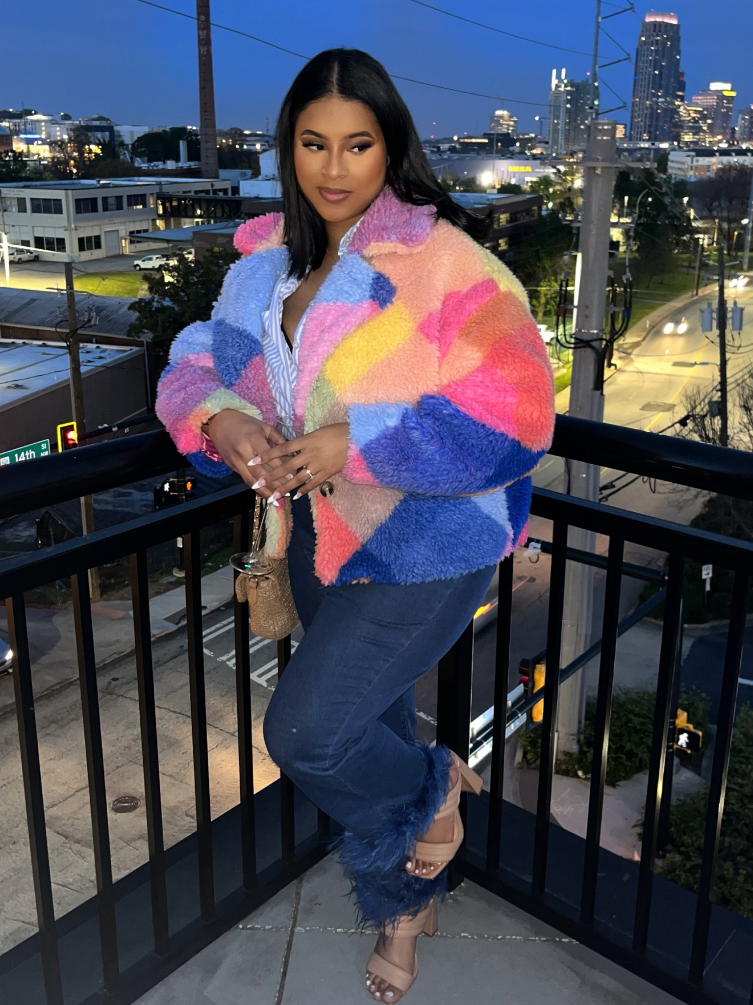 the colors on this coat were everything!!!!! 💙 color in spring. Teddy coat. Color blocking 

#LTKSeasonal #LTKunder50 #LTKstyletip
