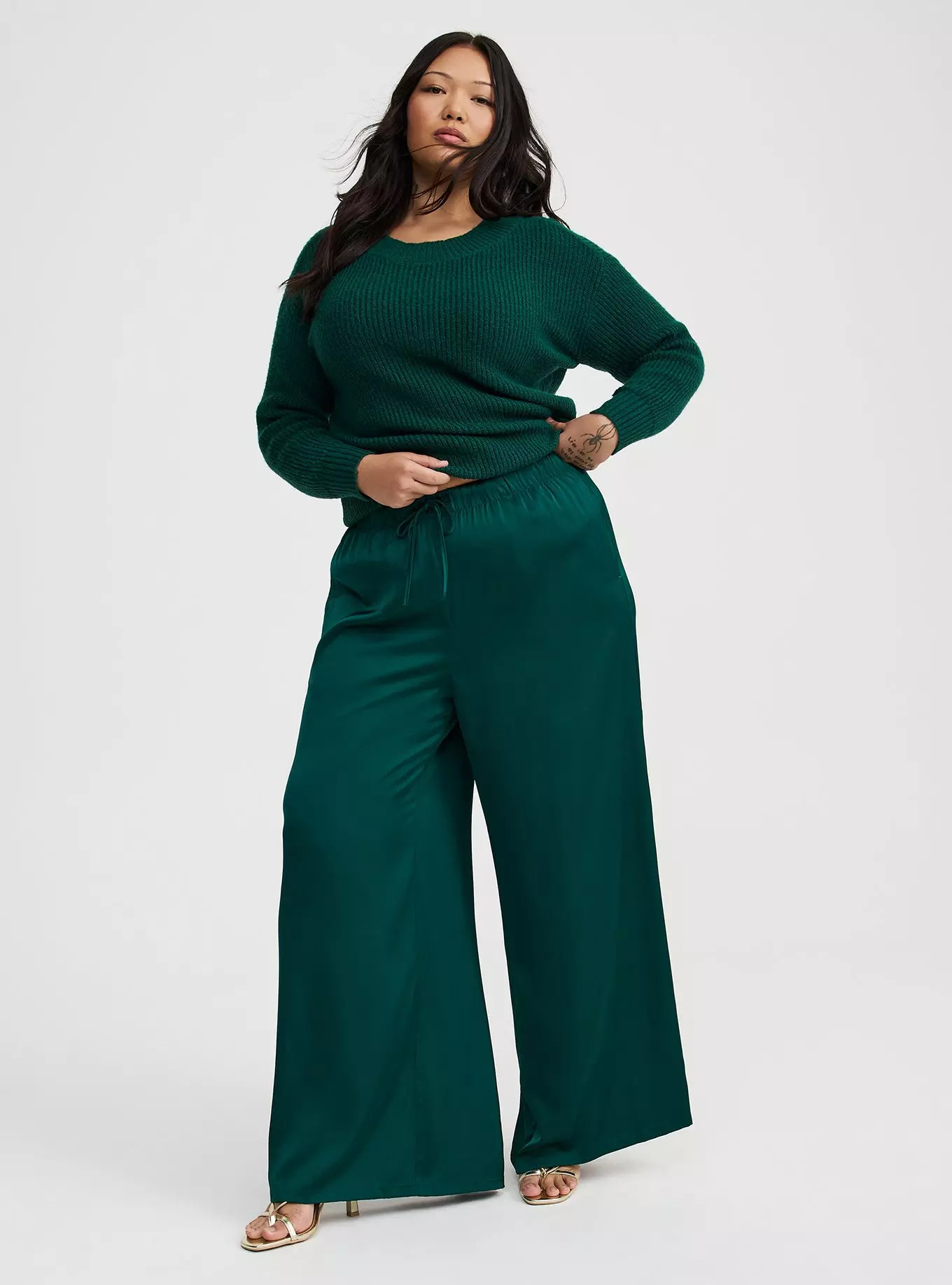 Wide Leg High-Rise Pull-On Satin Pant | Torrid (US & Canada)