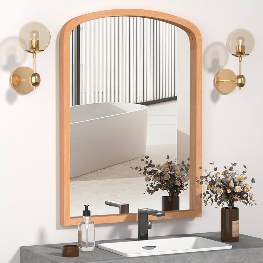 Wood Arch Mirror for Bathroom Vanity, 24" x 36" Arched Mirrors for Wall Decor Farmhouse Wood Fram... | Amazon (US)
