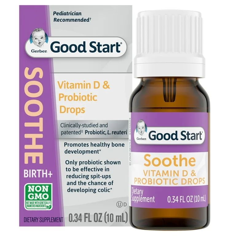 Gerber Good Start Soothe Baby Probiotic Drops with Vitamin D, 0.34 fl oz Bottle | Walmart (US)