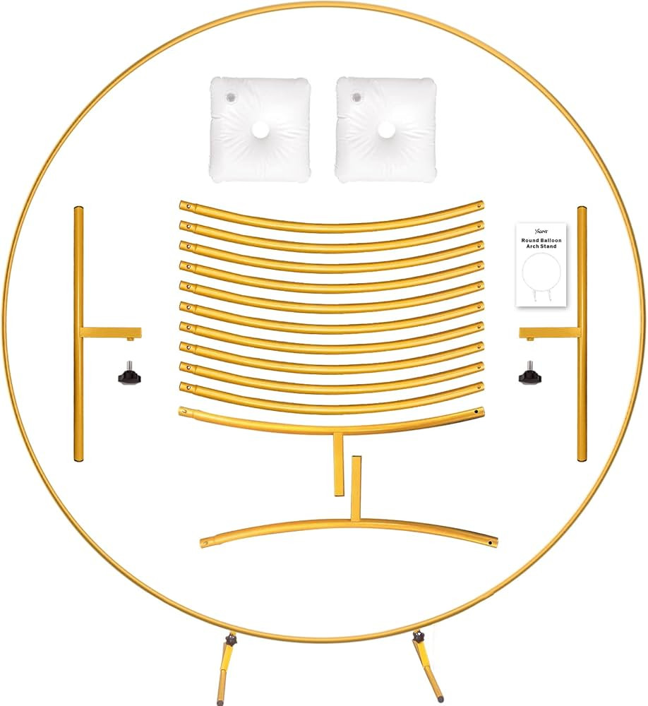 YALLOVE Round Balloon Arch Kit, 5.9 Feet Balloon Hoop Stand, Gold Metal Balloon Circle Frame, Big... | Amazon (US)