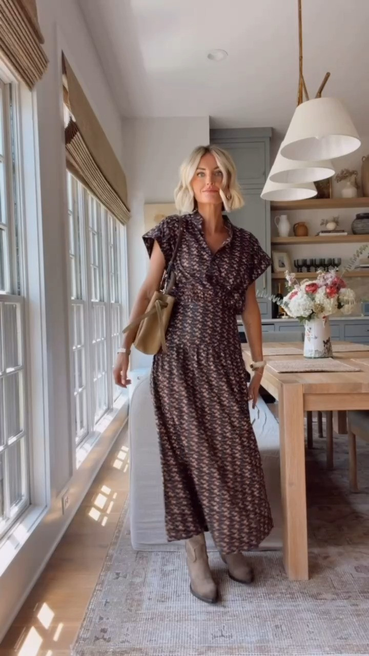 The prettiest midi dress f😍 perfect for work or even game day if this is your team’s colors. Wearing extra small!

 Loverly grey, Tuckernuck dress, transitional fall women’s fashion, gameday dress, patterned women’s dress 

 #LTKootd #LTKSeasonal