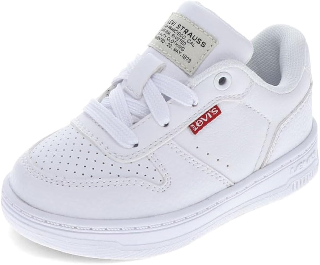 Levi's Toddler Drive Lo Synthetic Leather Casual Lowtop Sneaker Shoe, White Mono, 10 M | Amazon (US)