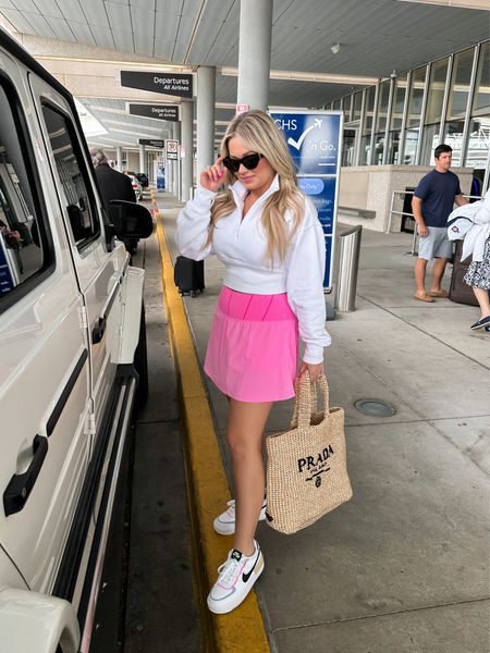 Airport travel style 
Wearing size small in pullover and medium skirt - on sale!


#LTKtravel #LTKunder50 #LTKshoecrush