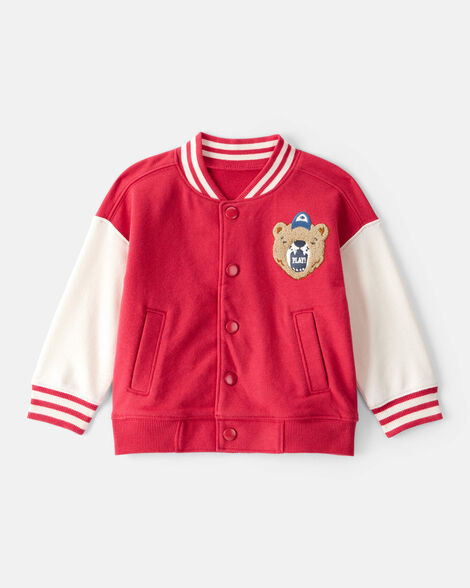 Baby Boy Bear Varsity Long-Sleeve Fashion Bomber Jacket - Red | Carter's Inc