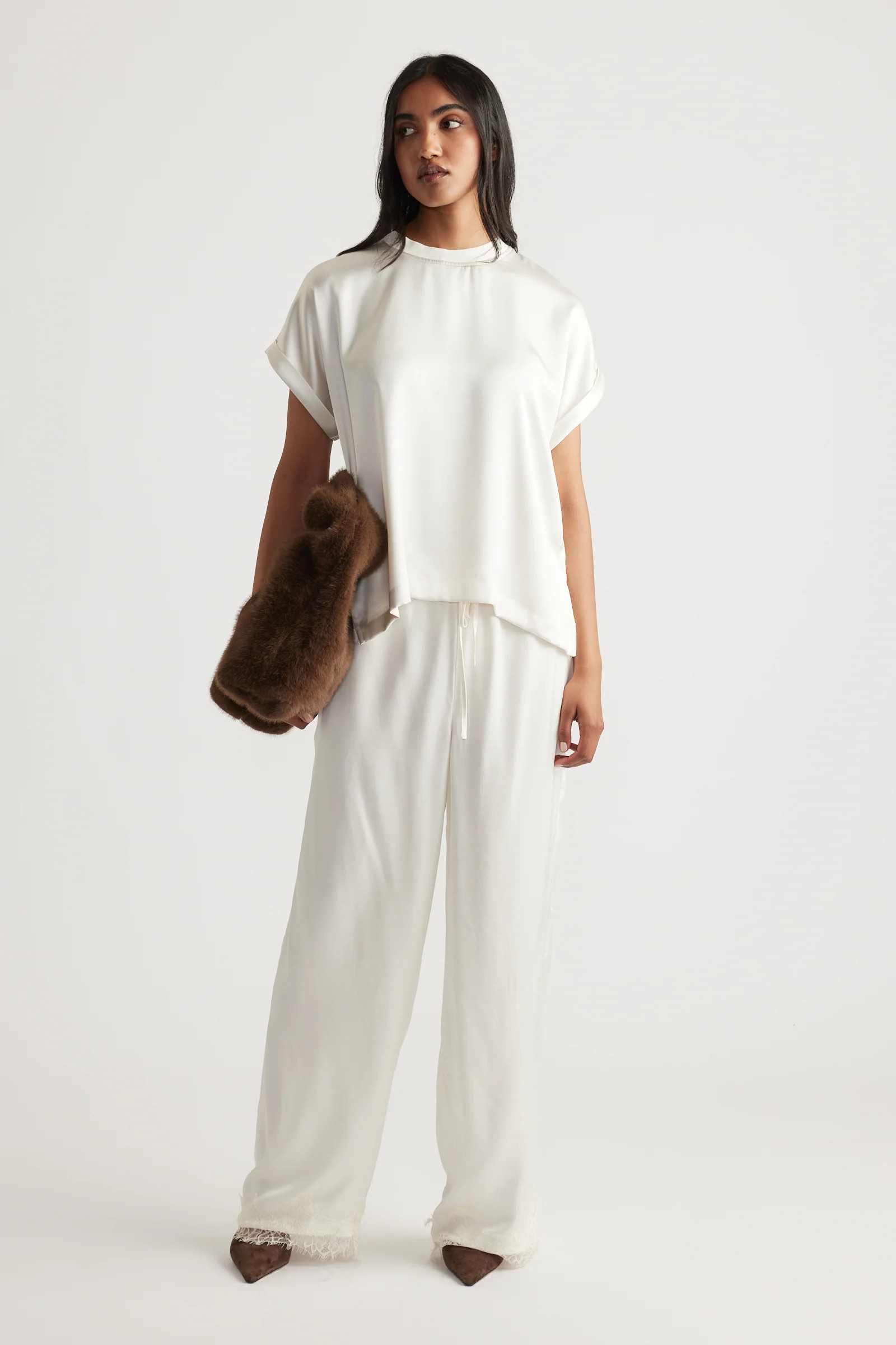 AnnMaree Satin Tee - Cloud | DECJUBA