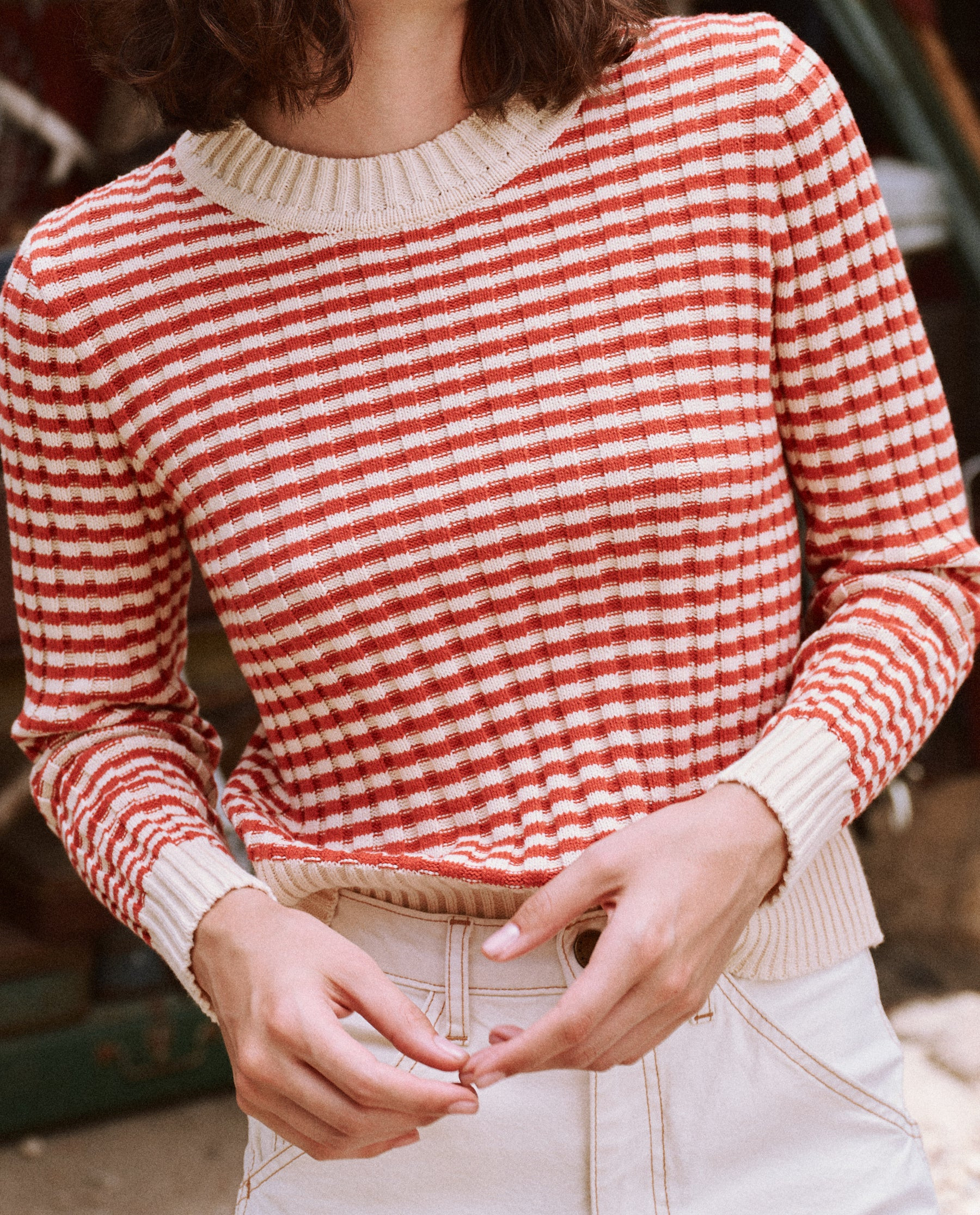 The Mini Striped Shrunken Pullover. | THE GREAT.