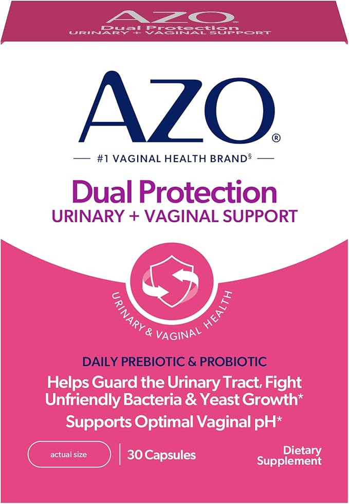 AZO Dual Protection, Urinary + Vaginal Support, Prebiotics and Probiotics for Women*, Starts Work... | Amazon (US)