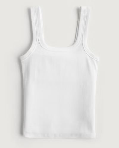 Women's Ribbed Square-Neck Tank | Women's Clearance | HollisterCo.com | Hollister (US)