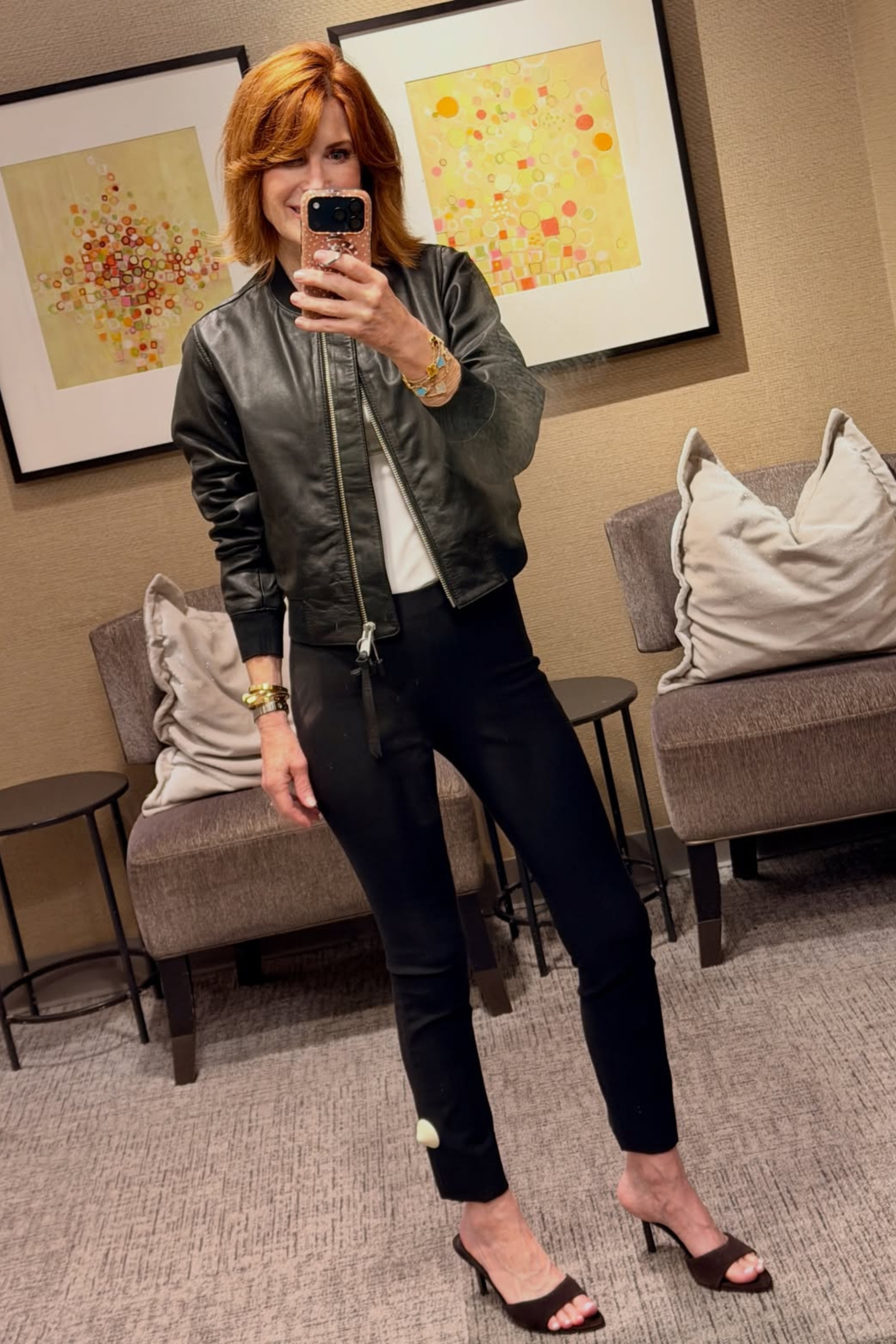 A black leather bomber jacket instantly makes a simple outfit look more modern. This leather jacket and the sleek black Bobbi pants are both included in the Nordstrom Anniversary Sale and will become hardworking fall wardrobe staples. 

 #LTKSeasonal #LTKOver40 #LTKSaleAlert