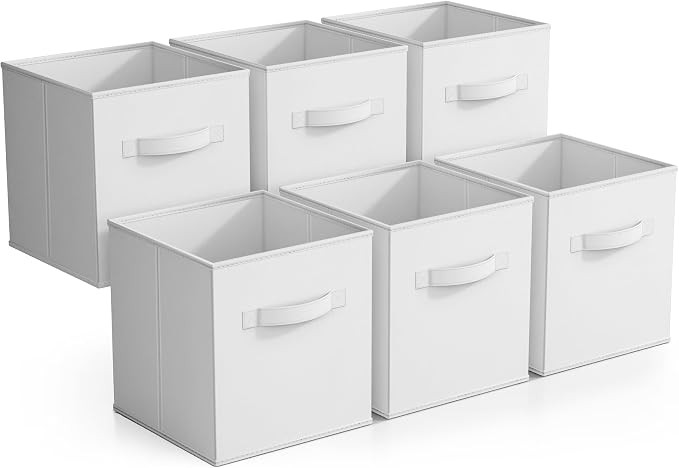Sorbus Foldable Storage Cubes - 6 Pack, 11 Inch, White, Fabric, Foldable, Storage and Organizatio... | Amazon (US)