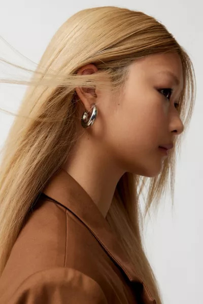 Chubby Hoop Earring Set in Silver, Women's at Urban Outfitters | Urban Outfitters (US and RoW)