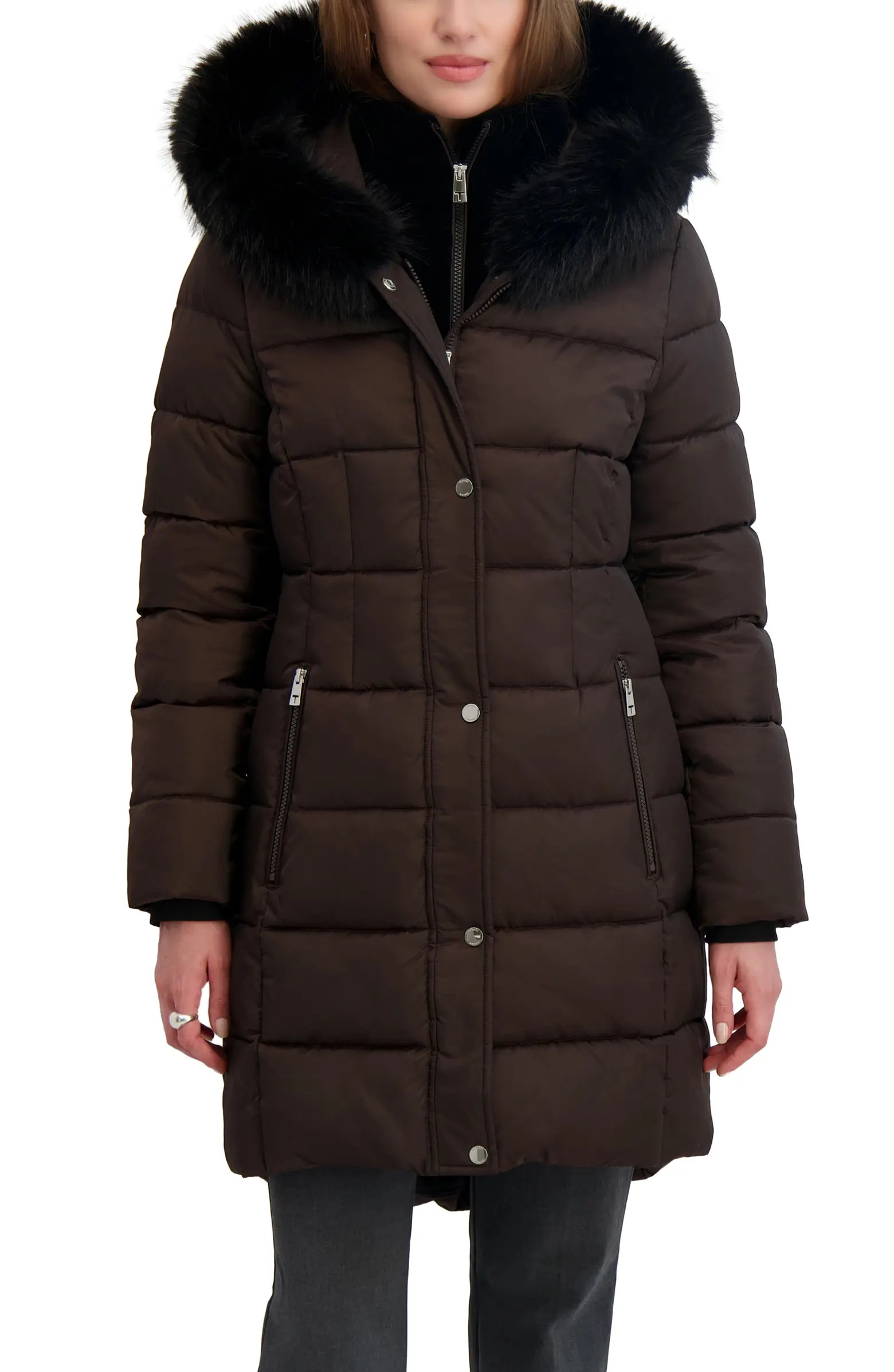 Tahari Dana Puffer Coat with Faux Fur Trim | Nordstromrack | Nordstrom Rack